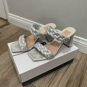 Dolce Vita Paily Braided heeled Sandal in Silver size 6.5